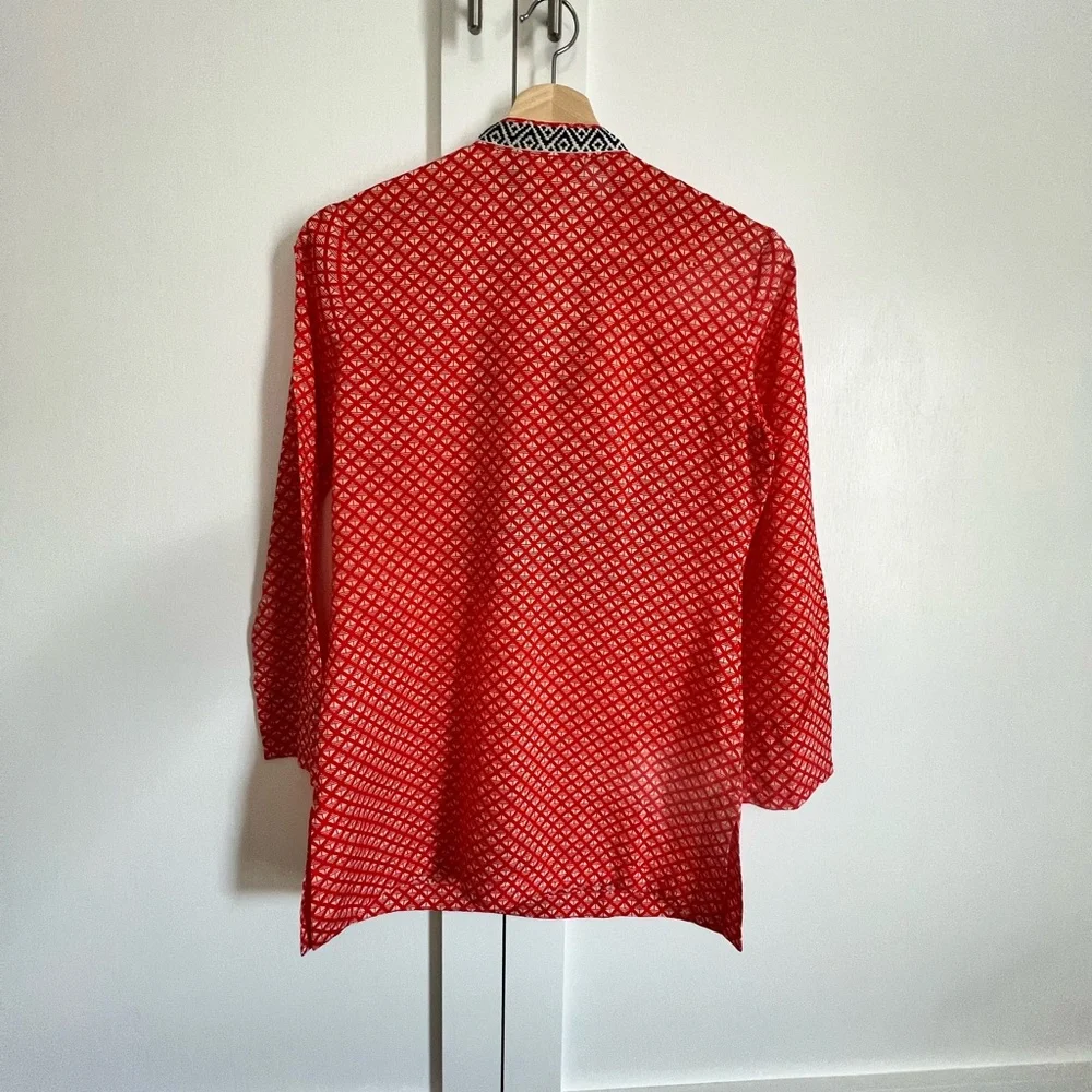 Tory Burch Blouse with Bohemian style hand stitching. - Picture 3 of 4